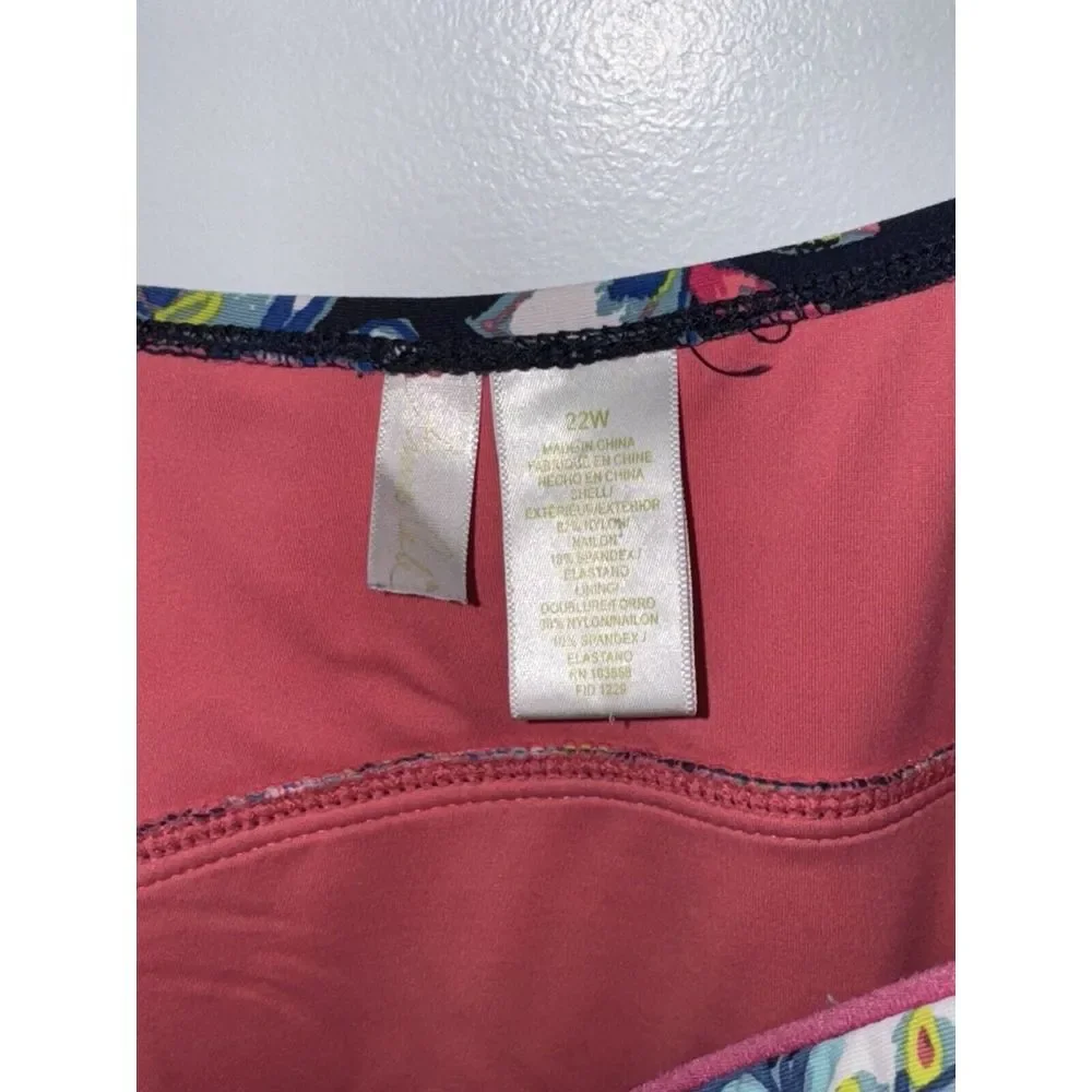 Anne Cole Twist Front 22W Bandeau Removable Straps 1PC Swimsuit Paisley Slimming